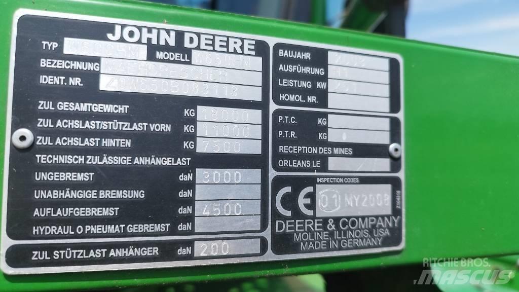 John Deere W 650 Sklízecí mlátičky
