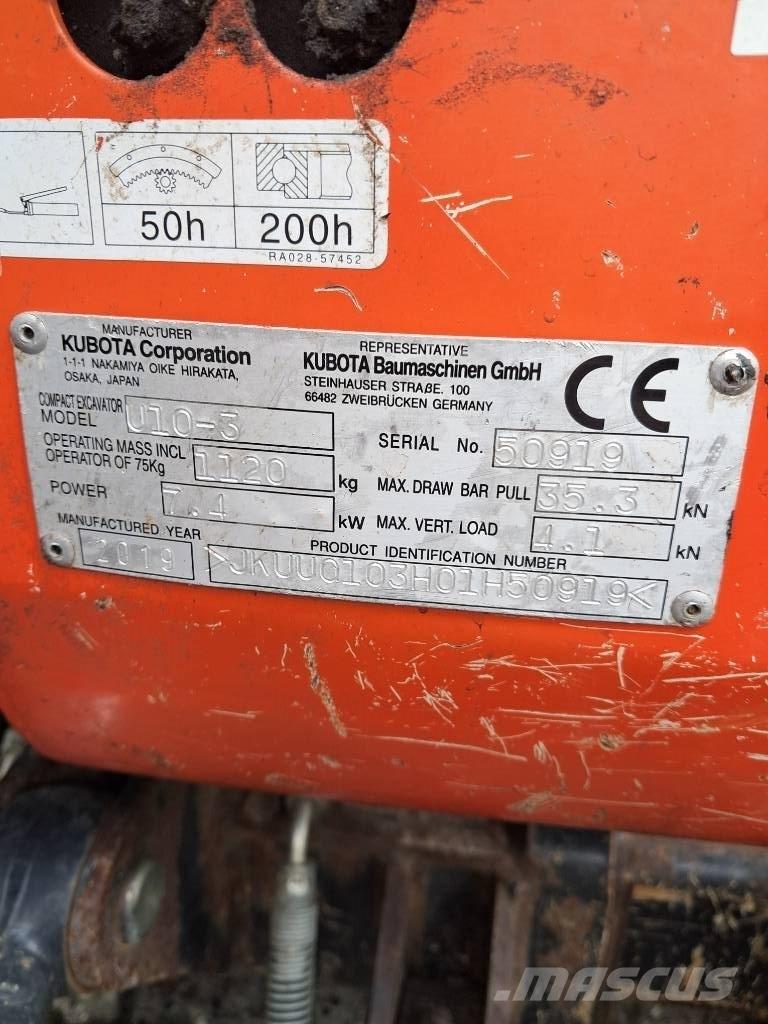 Kubota U 10-3 Mini rýpadla < 7t