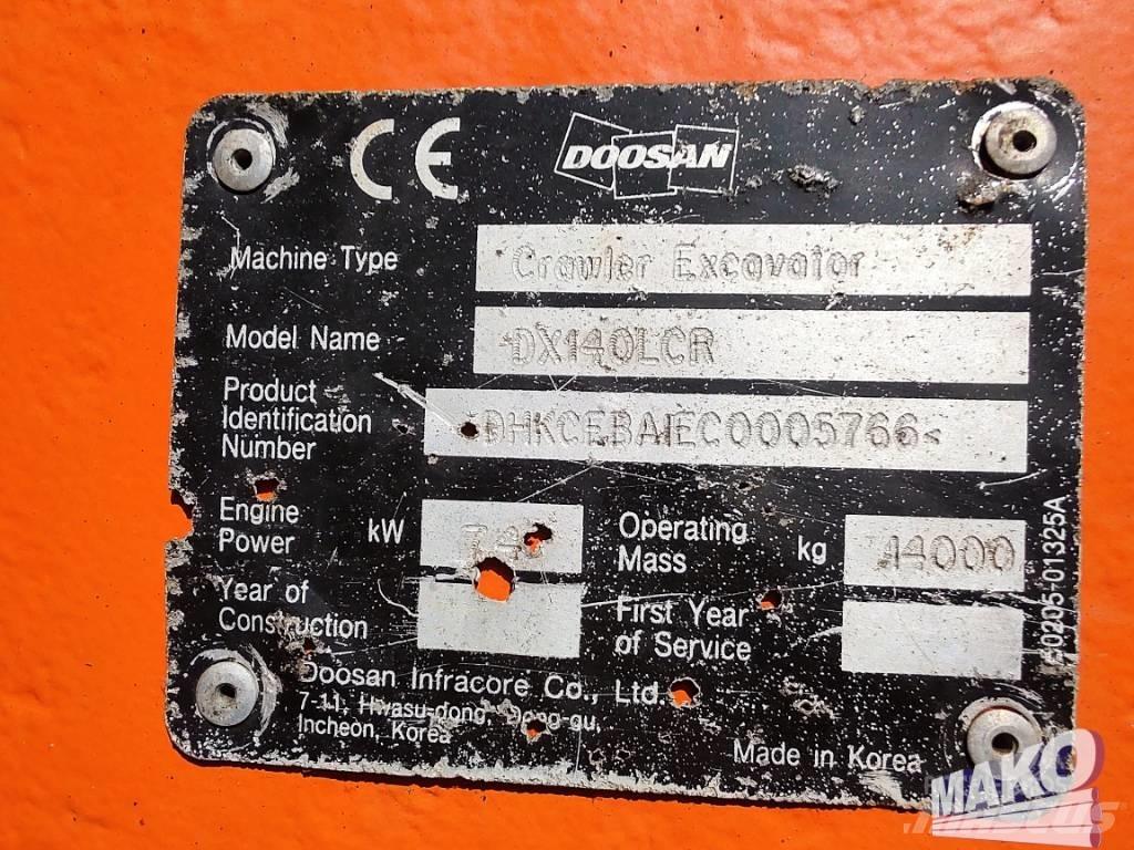 Doosan DX 140 LCR Pásová rýpadla