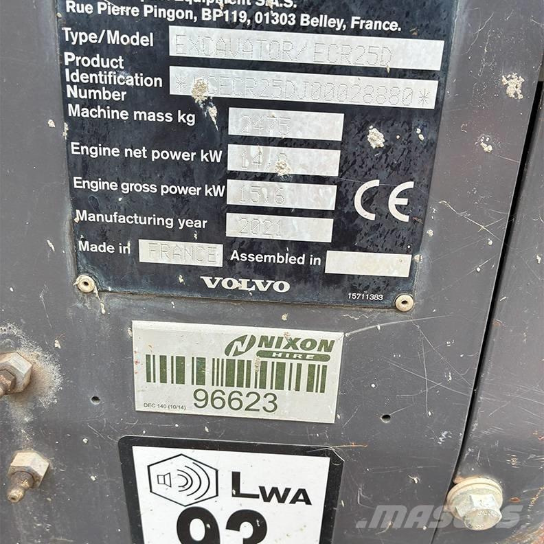 Volvo ECR25D Mini rýpadla < 7t