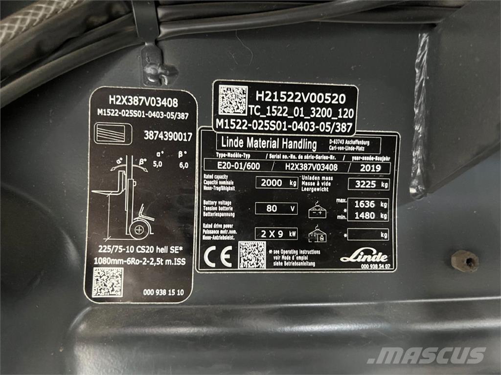 Linde E 20H-01/600 Akumulátorové vozíky