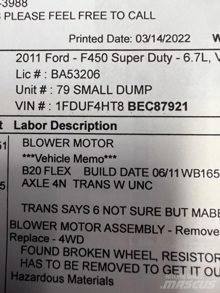 Ford F450 SUPER  DUTY Stavebnictví - ostatní