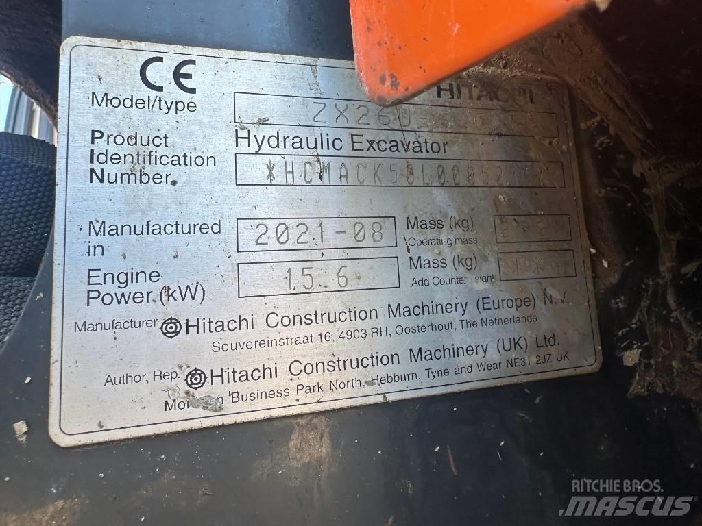 Hitachi ZX 26 U-6 Mini rýpadla < 7t