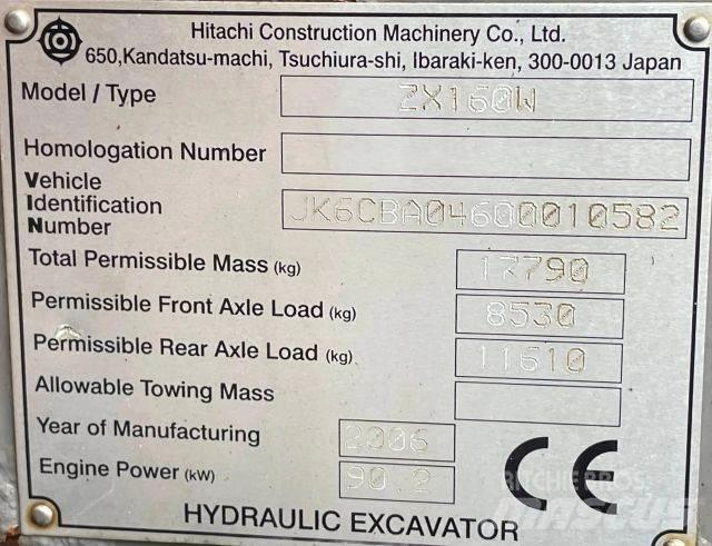 Hitachi ZX 160W Kolová rýpadla