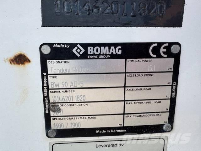 Bomag BW90 AD-5, Vält Tandemové válce