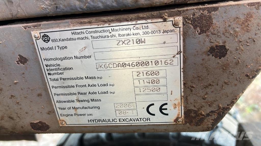 Hitachi ZX 210 W Kolová rýpadla