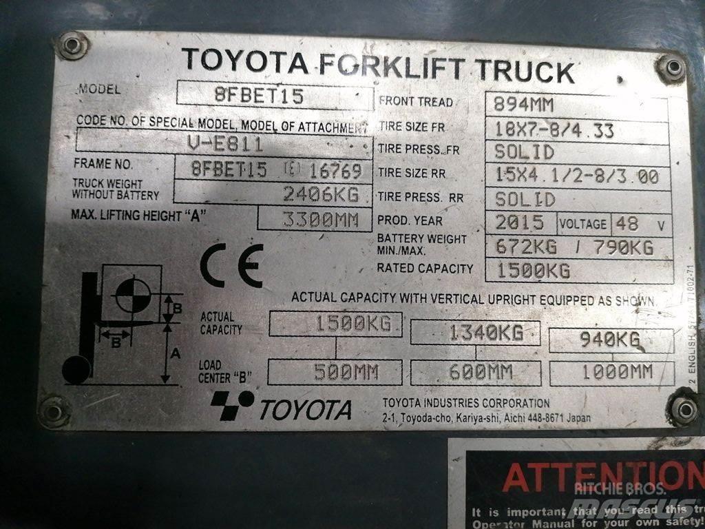 Toyota 8FBET15 Akumulátorové vozíky