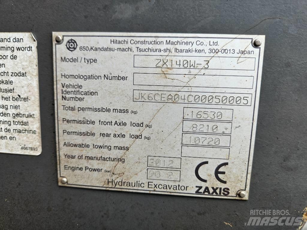 Hitachi ZX140W-3 Kolová rýpadla