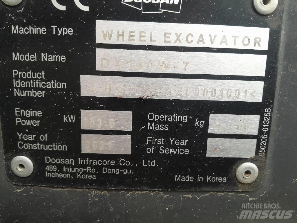 Doosan DX140W-7 Kolová rýpadla