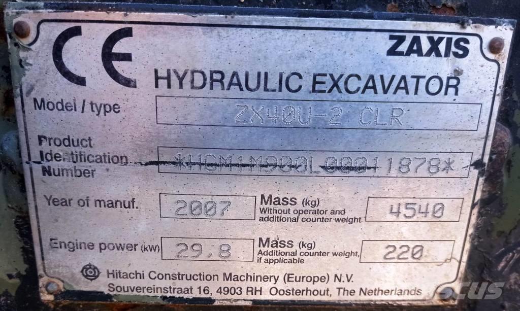 Hitachi ZX 40 U-2 Mini rýpadla < 7t