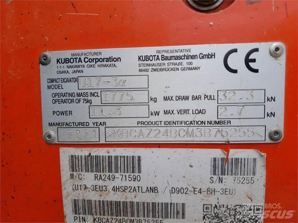 Kubota U17-3 Mini rýpadla < 7t