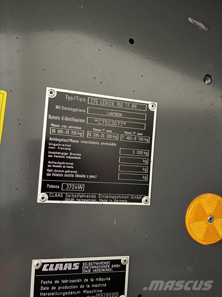 CLAAS Lexion 760 TT Sklízecí mlátičky