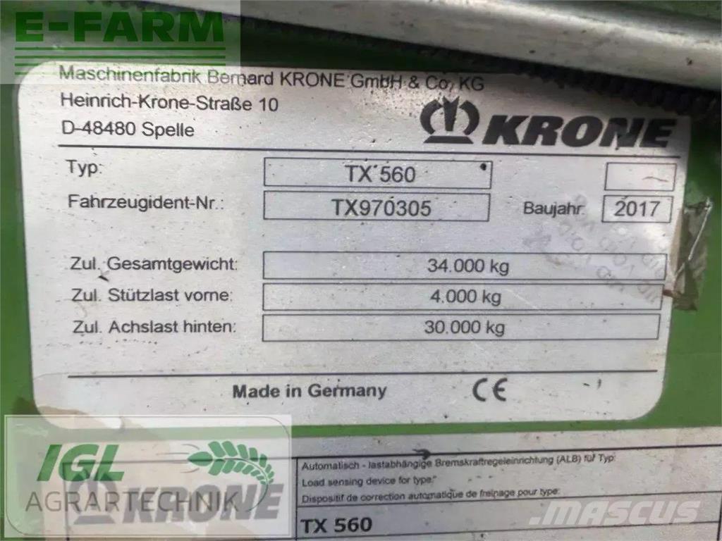 Krone tx 560 Obilné návěsy