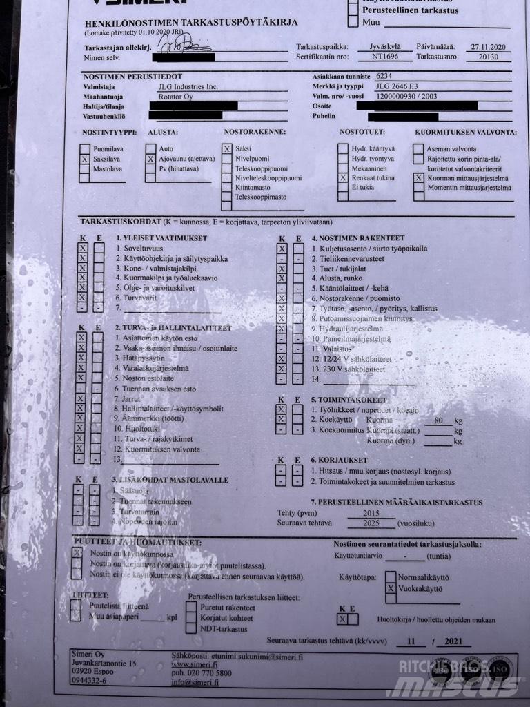 JLG 2646 E 3 Nůžková zvedací plošina