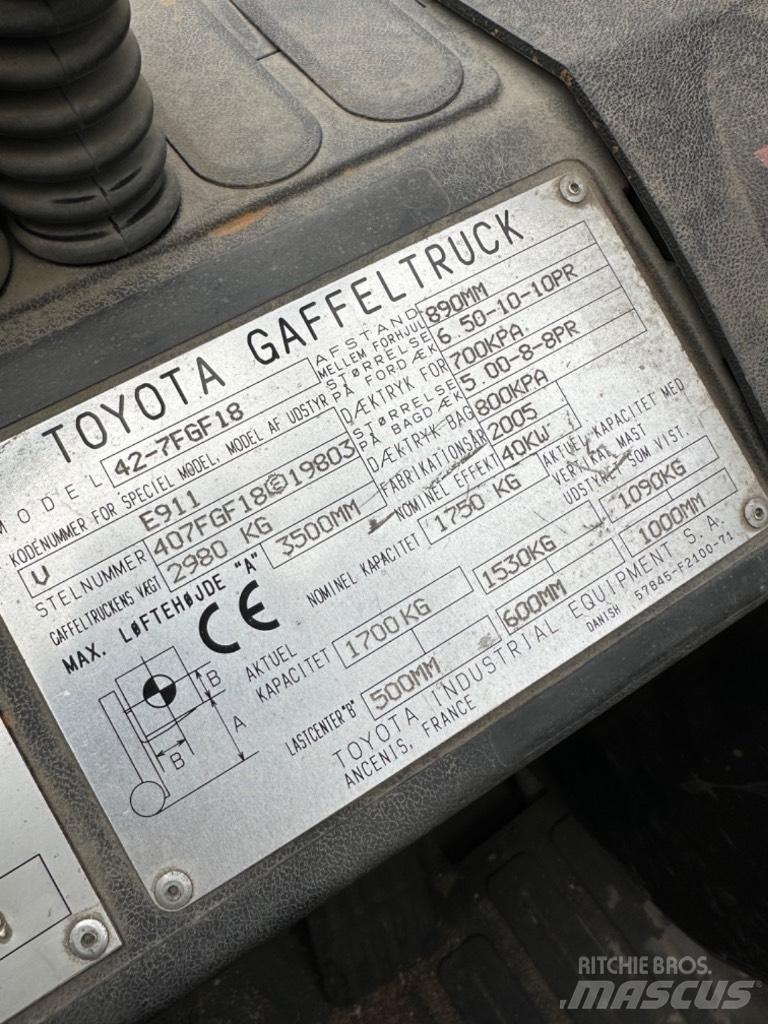 Toyota FG18 LPG vozíky