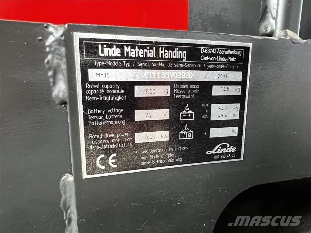 Linde MT15 Ručně vedené vysokozdvižné vozíky