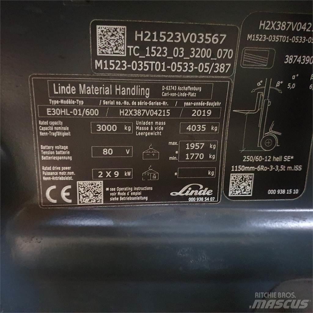 Linde E30/600HL Akumulátorové vozíky