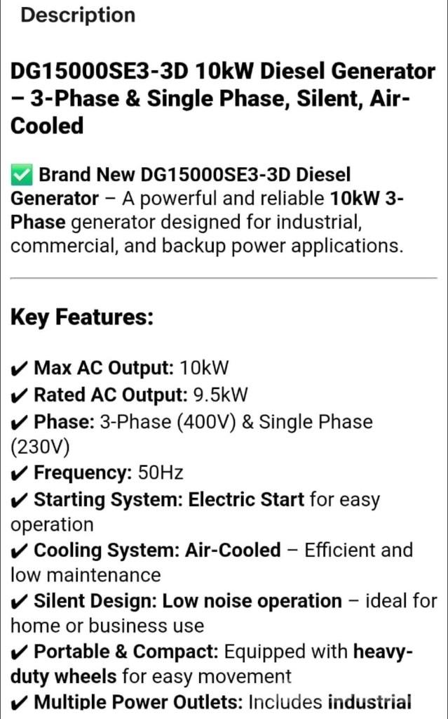  DG 15000SE3-3D Naftové generátory
