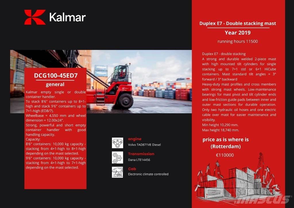 Kalmar DCG 100-45ED7 Kontejnerové manipulátory