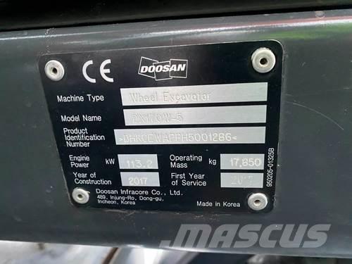 Doosan DX170W-5 Kolová rýpadla