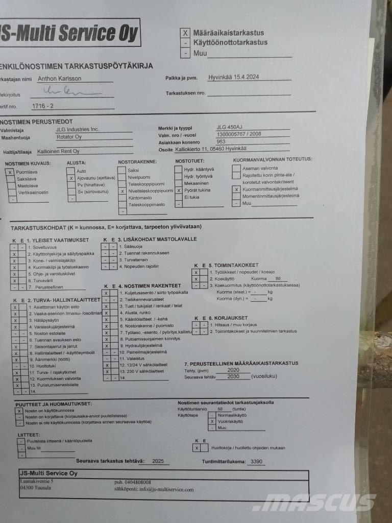 JLG 450 AJ Kloubové plošiny