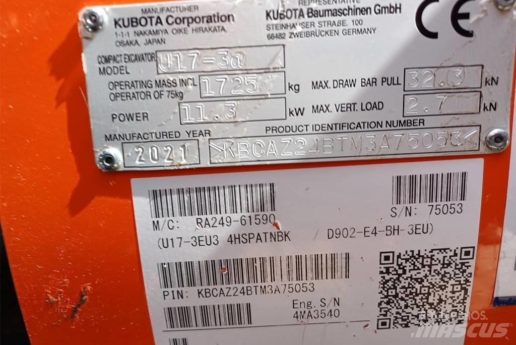 Kubota U 17-3 Mini rýpadla < 7t