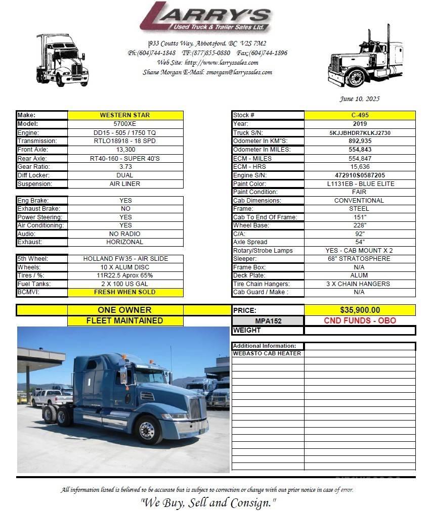Western Star 5700 XE Tahače