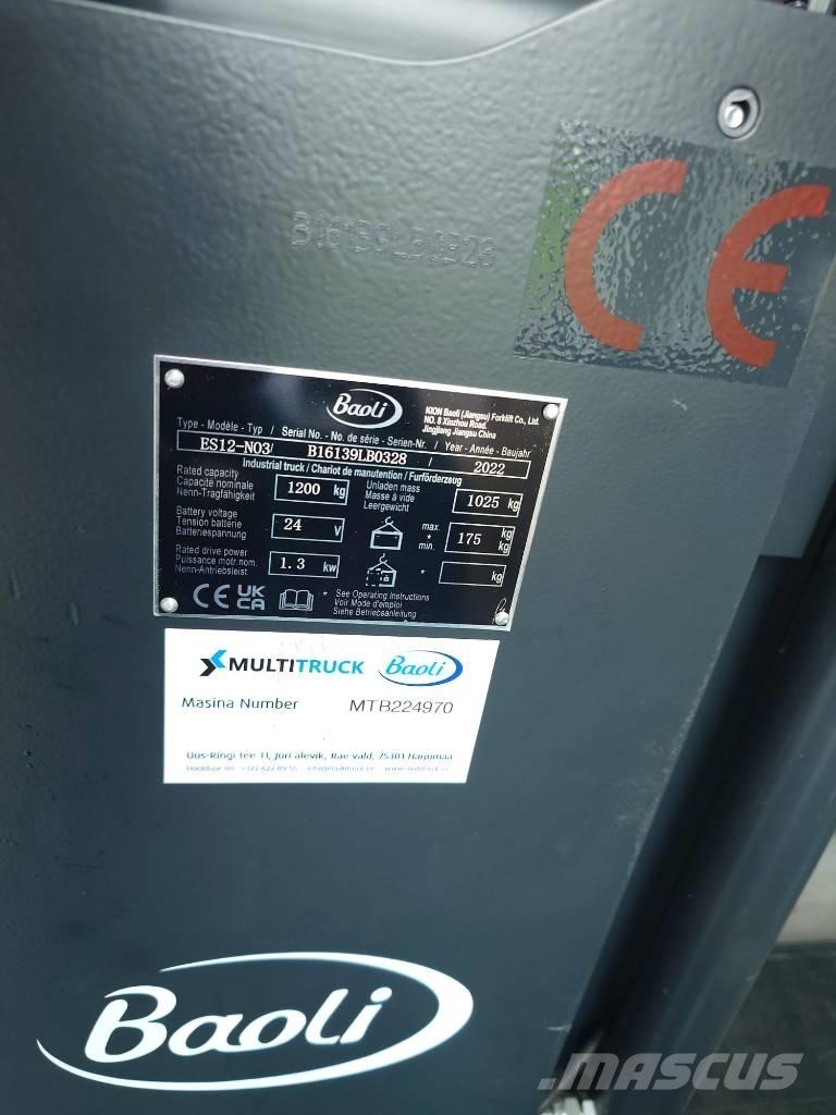 Baoli ES12-N03 Ručně vedené vysokozdvižné vozíky