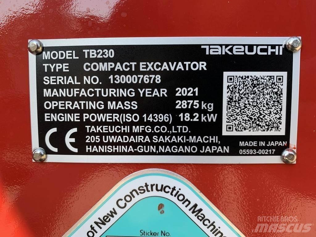 Takeuchi TB230 V3 Mini rýpadla < 7t
