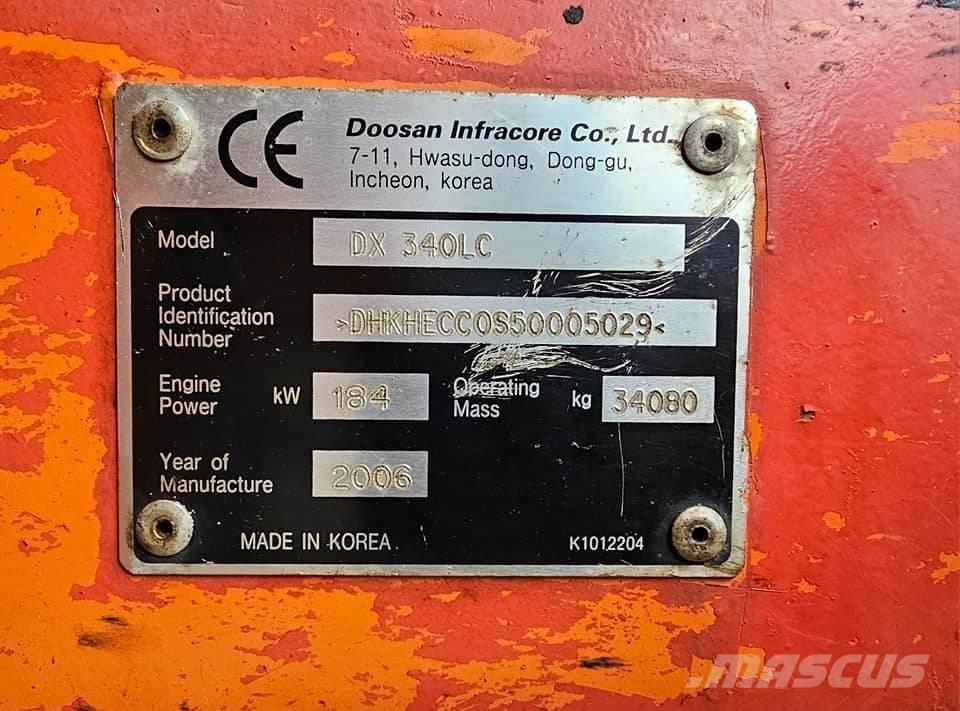 Doosan DX 340 LC Pásová rýpadla