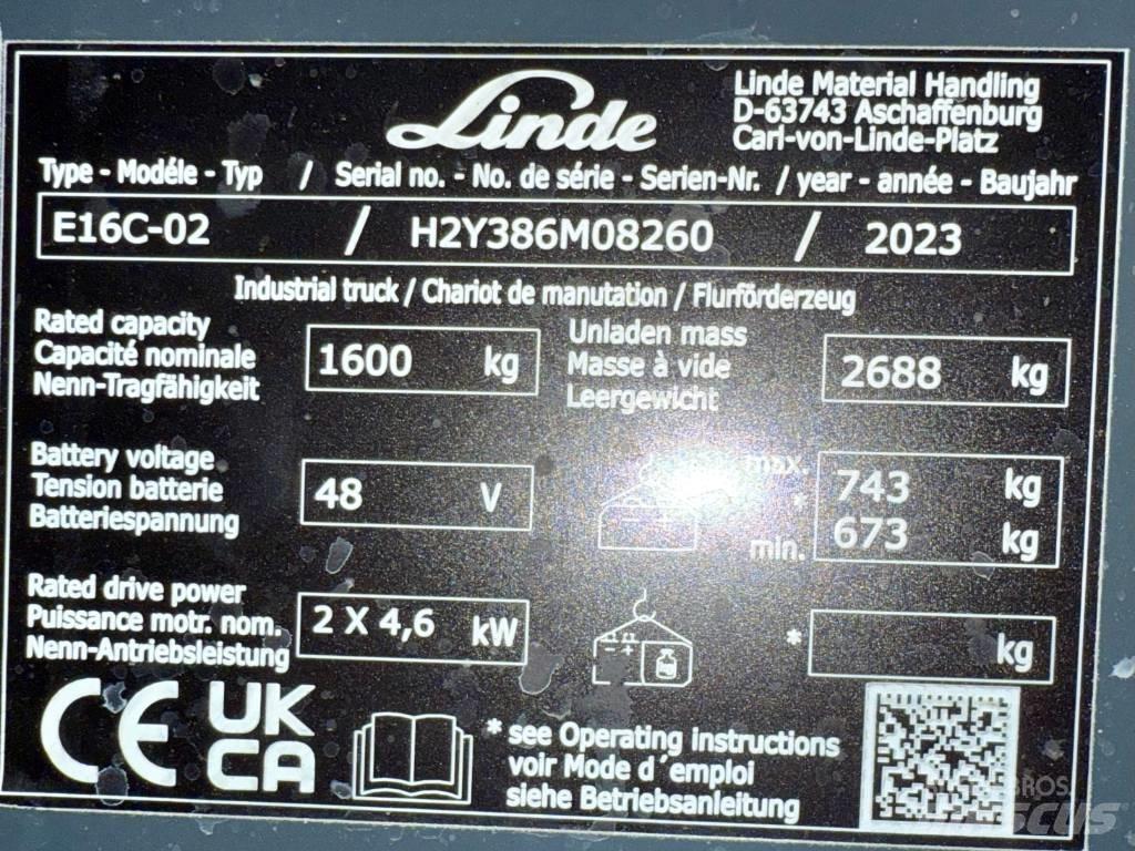 Linde E16C/386-02 Akumulátorové vozíky