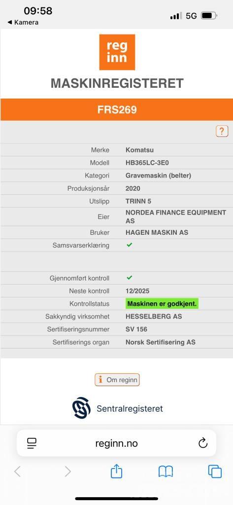 Komatsu HB365LC-3E0 Pásová rýpadla