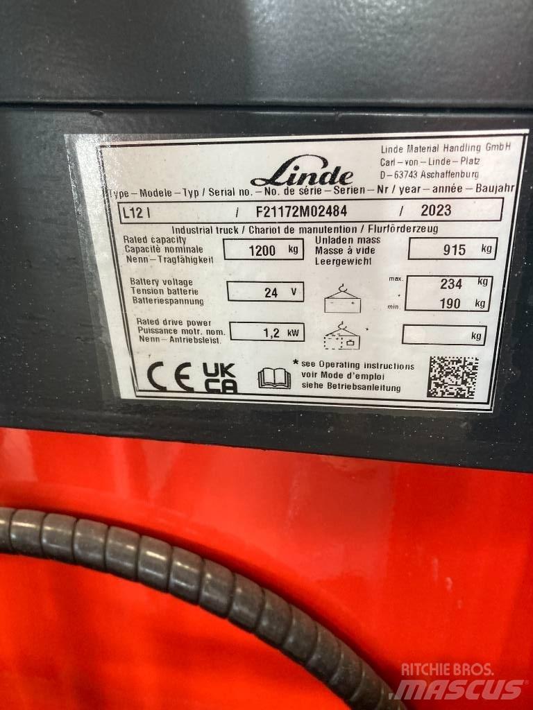 Linde L12i/1172 Ručně vedené vysokozdvižné vozíky