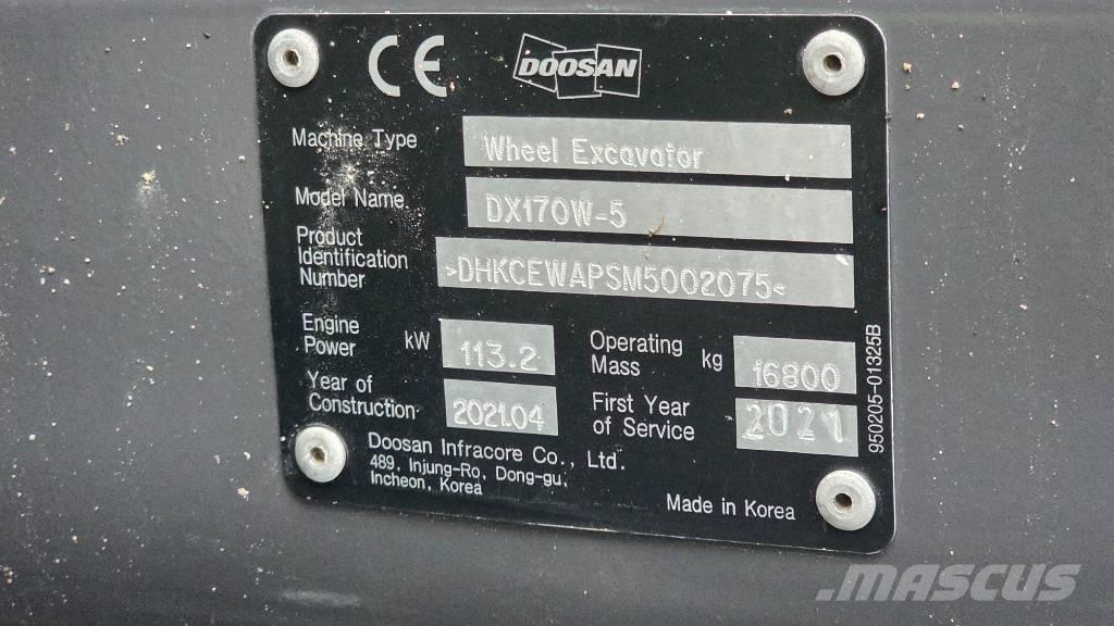 Doosan DX 170 W Kolová rýpadla