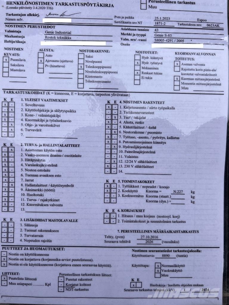 Genie S 85 Kloubové plošiny