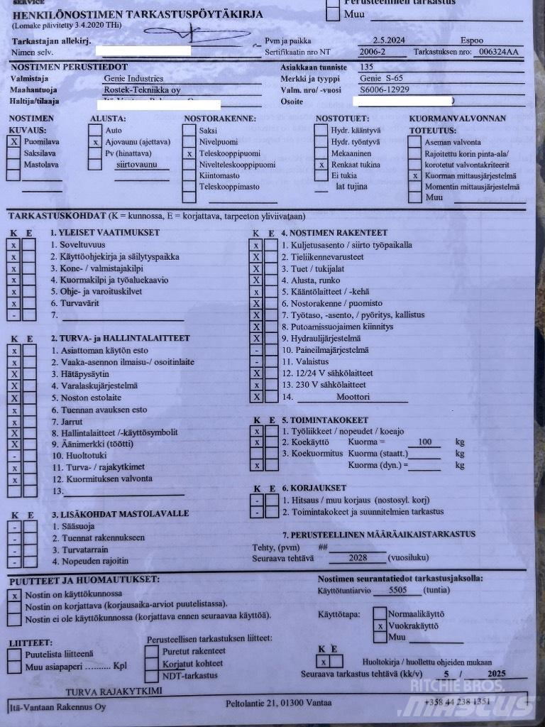 Genie s 65 Kloubové plošiny