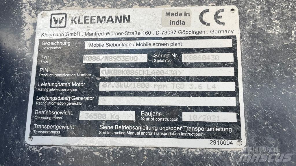 Kleemann 953 Třídiče