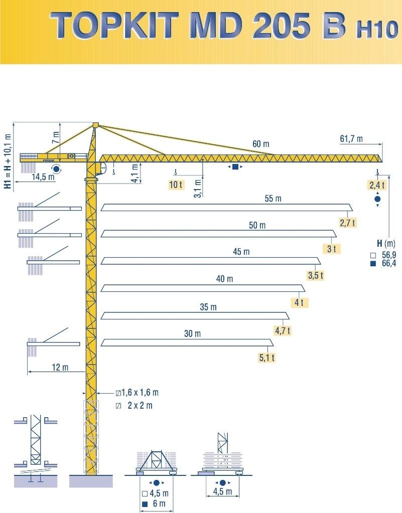 Potain MD 205 B H10 Stavební jeřáby