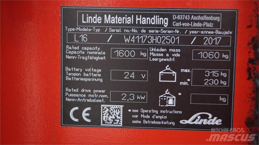 Linde L16i Ručně vedené vysokozdvižné vozíky