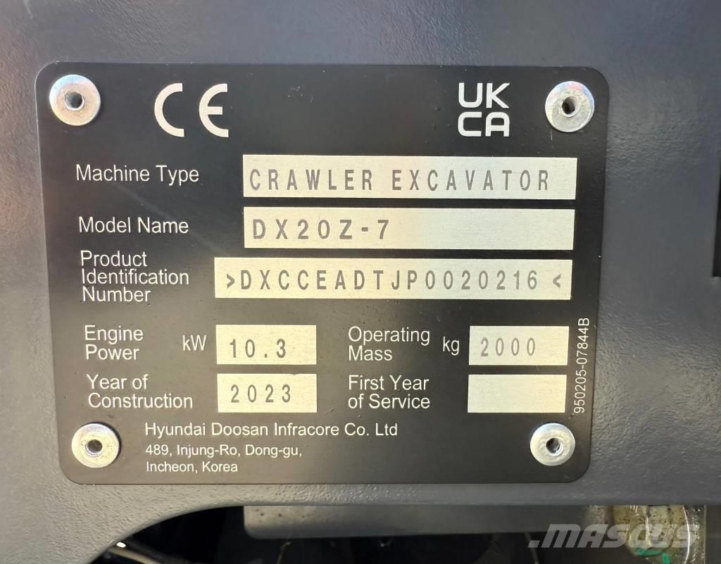 Doosan DX 20 Z-7 Mini rýpadla < 7t