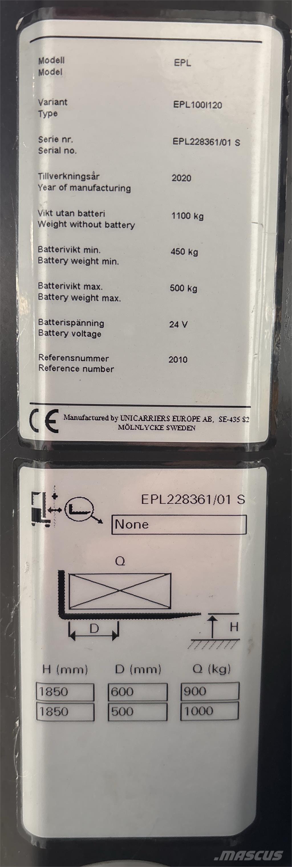 UniCarriers EPL100 Nízkozdvižné vozíky