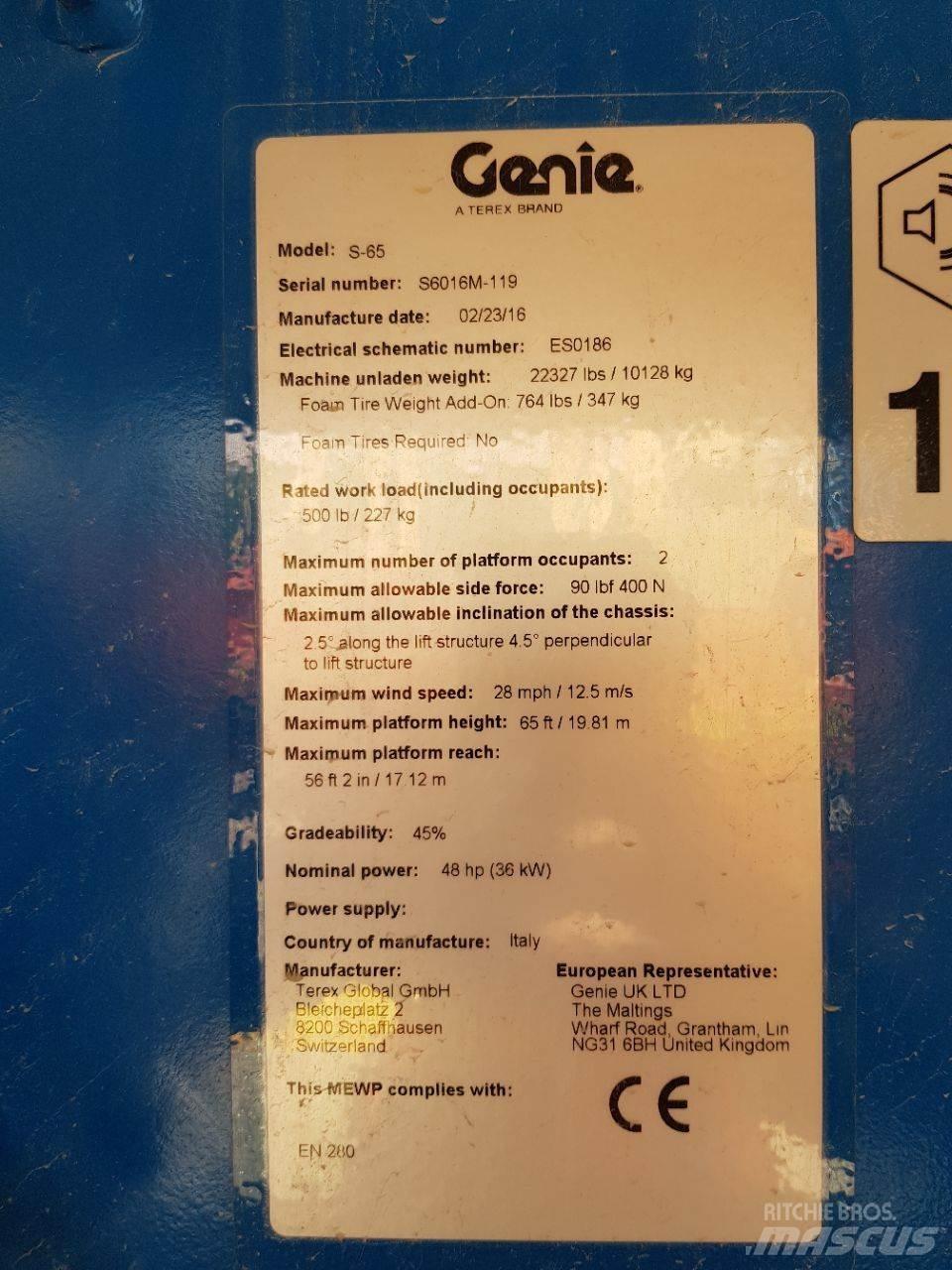 Genie S65 Teleskopické plošiny