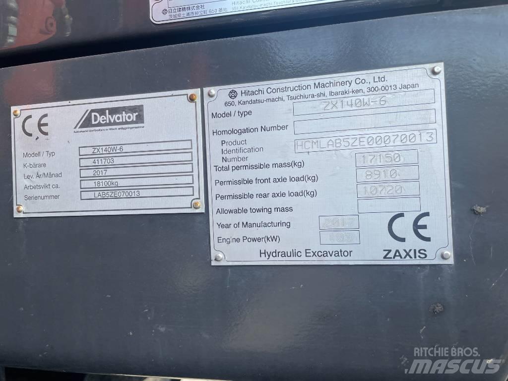 Hitachi ZX 140 W-6 Kolová rýpadla
