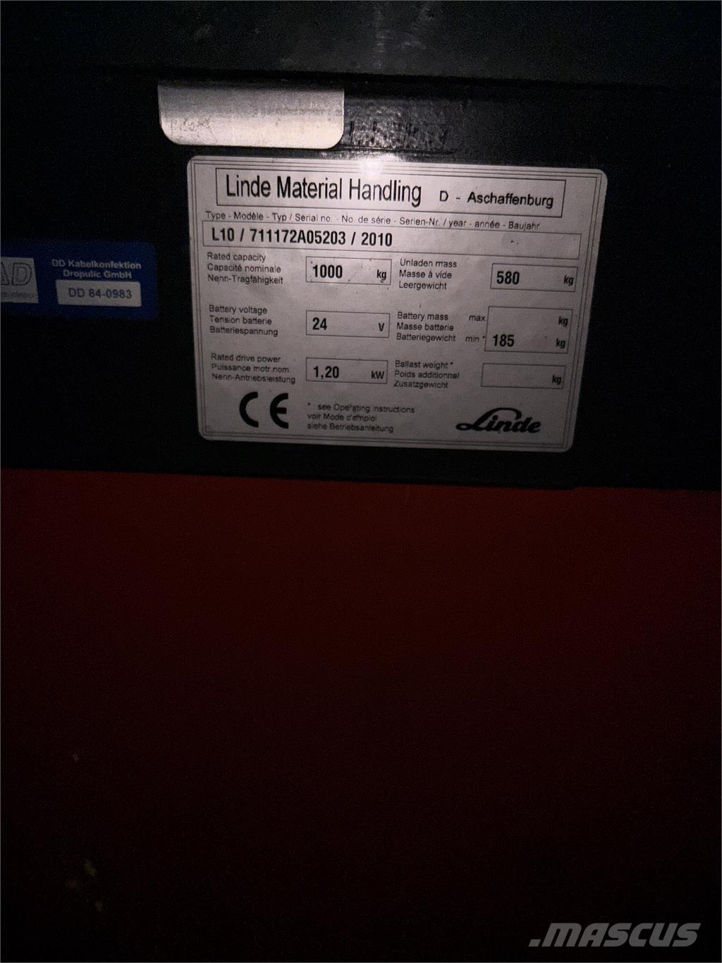 Linde L10 defekt Samohybné vozíky