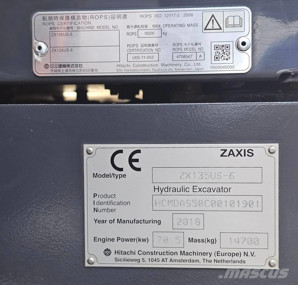 Hitachi ZX 135 US-6 Pásová rýpadla