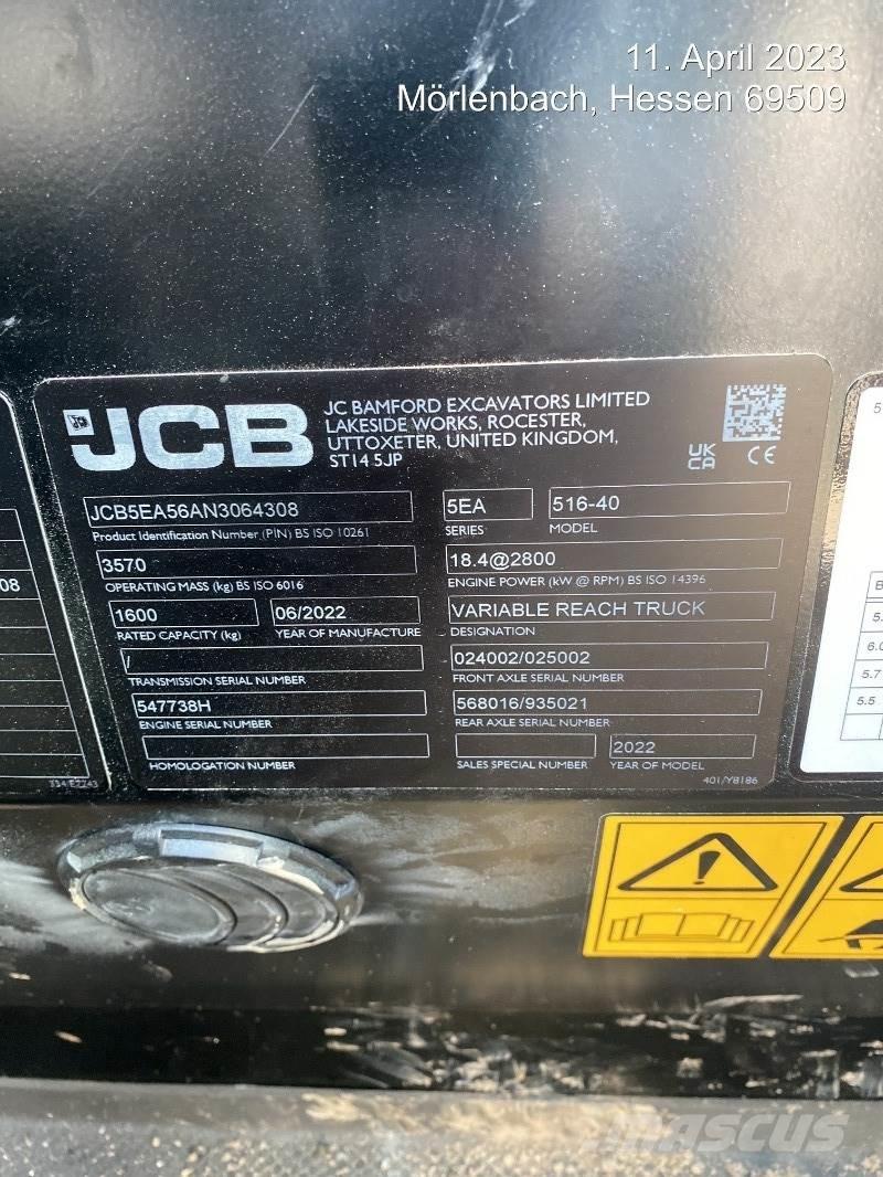JCB 516-40 Teleskopické manipulátory