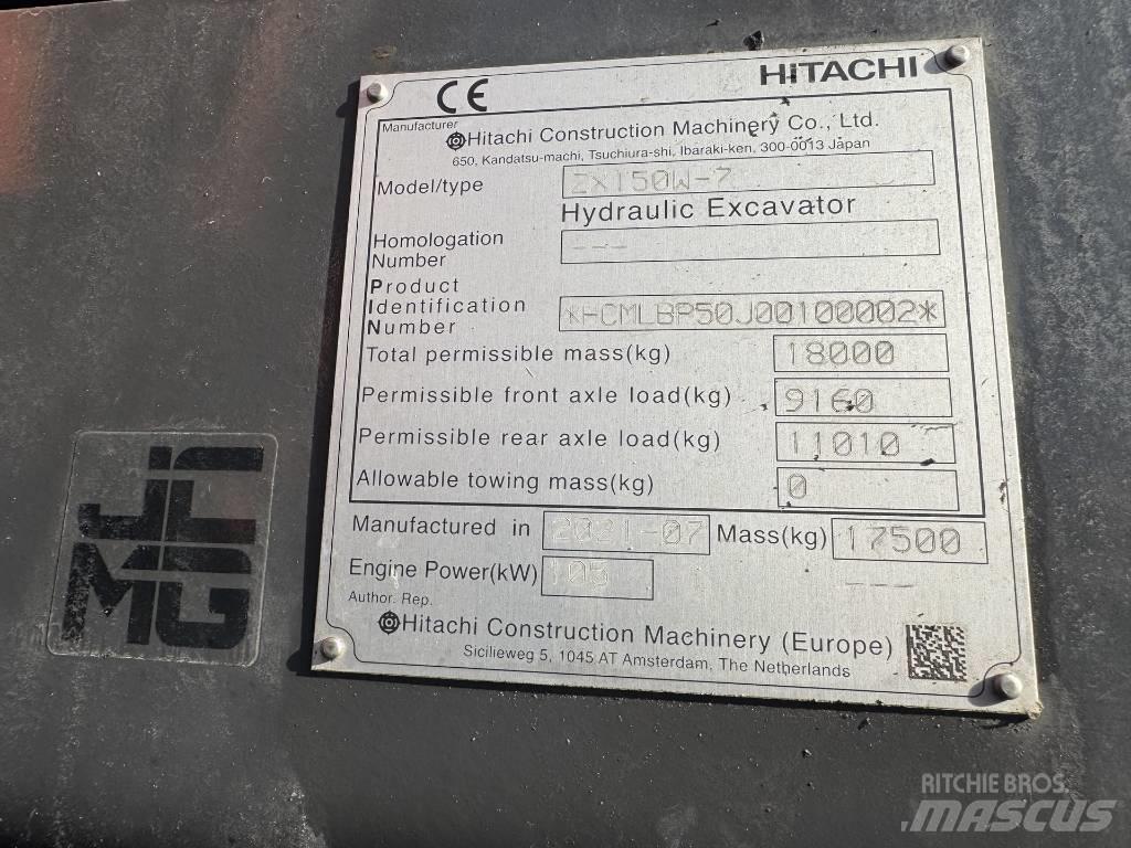 Hitachi ZX 150 W-7 Kolová rýpadla