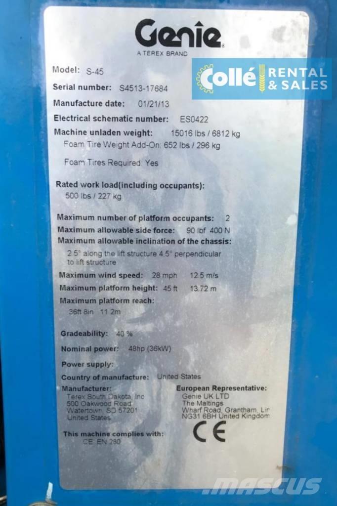 Genie S-45 | 2013 Teleskopické plošiny