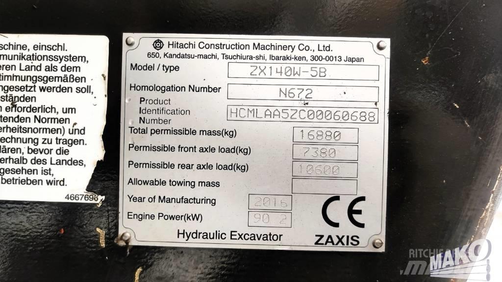 Hitachi ZX 140 W-5 Kolová rýpadla