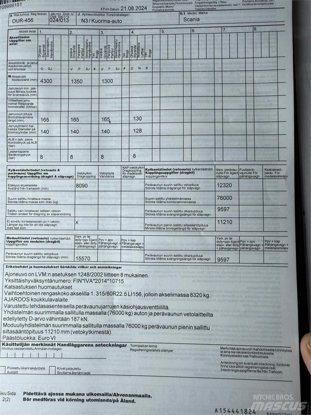 Scania R730 8x4 Hákový nosič kontejnerů